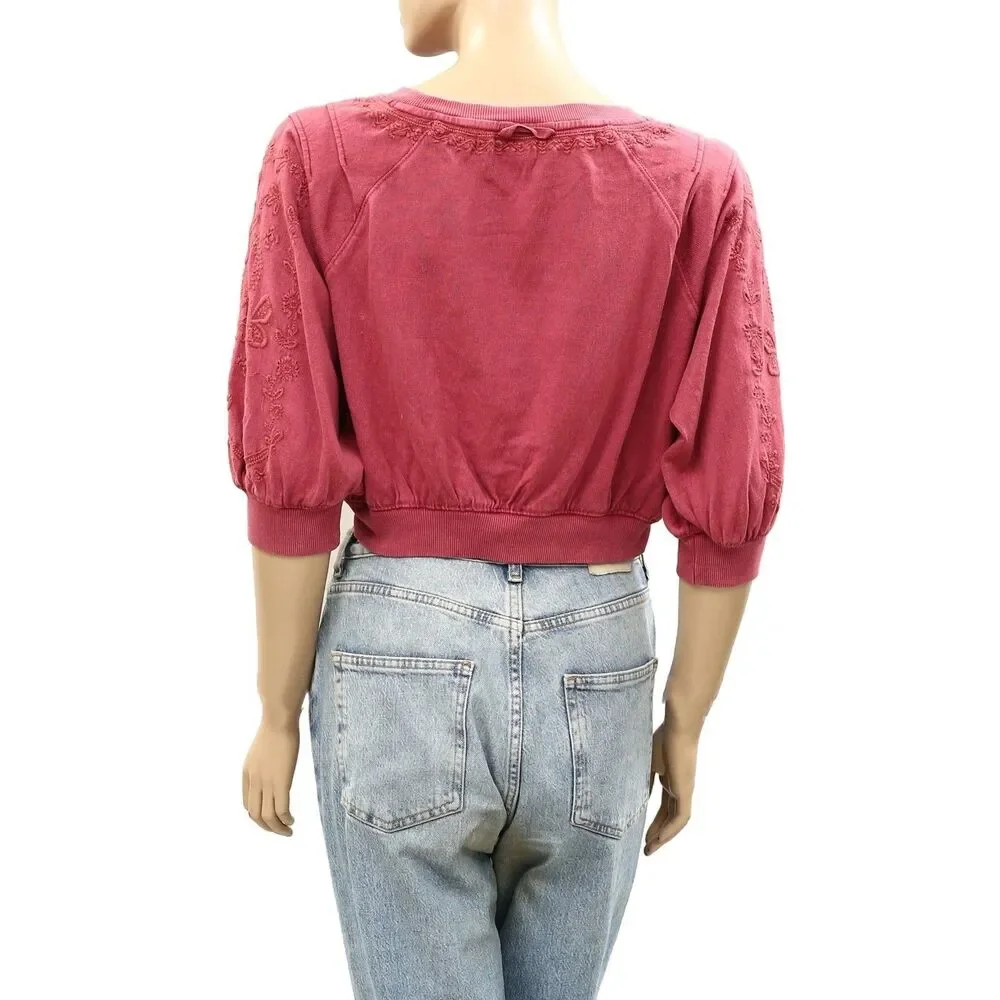 Free People Intimately Feeling Special Pullover Blouse Top Embroidered XL 286928